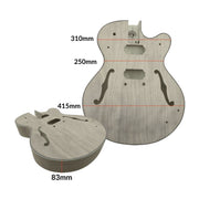 Hollow Body Archtop body dimensions: 310mm upper bout, 250mm waist, 415mm lower bout, 83mm depth - Guitar Kit World