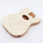 Lower bout angle of the hollow body showing the side output jack hole - Guitar Kit World