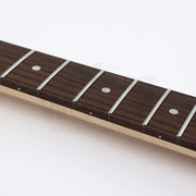Close-up of the rosewood fretboard, frets and dot inlays - Guitar Kit World