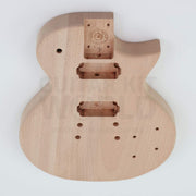 Bolt-on neck single-cutaway guitar kit with pre-wired electronics - mahogany body front with two humbucker routes and bolt-on neck pocket