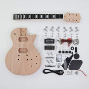 Bolt-on neck single-cutaway guitar kit with pre-wired electronics - complete kit with mahogany body, bound ebonized fretboard neck, hardware and pre-wired harness