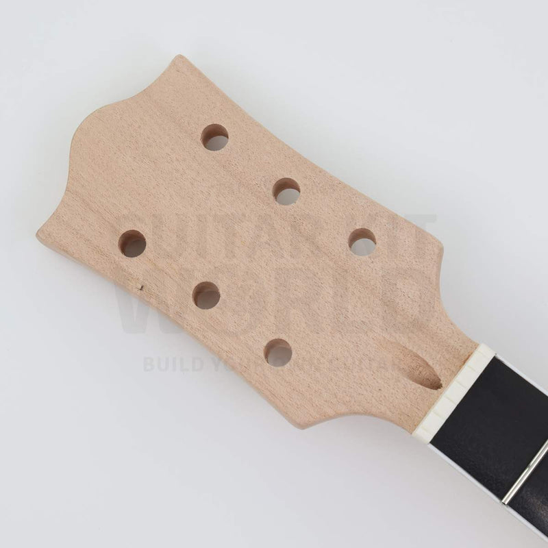 Bolt-on neck single-cutaway guitar kit with pre-wired electronics - 3+3 headstock with pre-installed nut