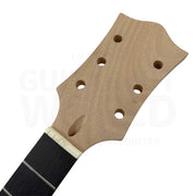 Devil-Horn guitar kit headstock close-up, unfinished - Guitar Kit World