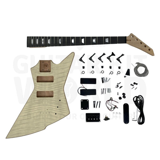 Flamed maple veneer 5-string bass guitar kit, complete kit with body, neck and hardware - Guitar Kit World
