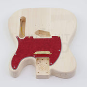 Gold hardware single-cutaway electric guitar kit, body front showing the neck pocket and control cavity