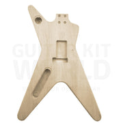 Basswood Heavy Metal guitar body, back view with tremolo, control and toggle cavities - Guitar Kit World