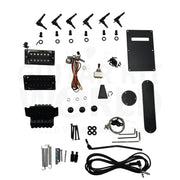 Black hardware set: locking tremolo, two humbuckers, tuners, toggle switch and wiring - Guitar Kit World
