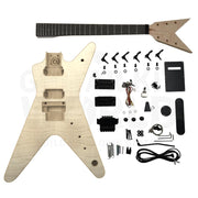 Heavy Metal guitar kit with flame maple top, ebonized fretboard and black hardware, complete kit - Guitar Kit World