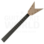 Maple bolt-on neck with ebonized fretboard and no inlays, front view - Guitar Kit World