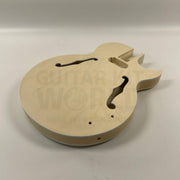 Hollow body guitar kit maple body front angle with f-holes