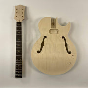 Hollow body guitar kit body and neck front view