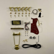 Hollow body guitar kit gold hardware including trapeze tailpiece floating archtop bridge and humbucker