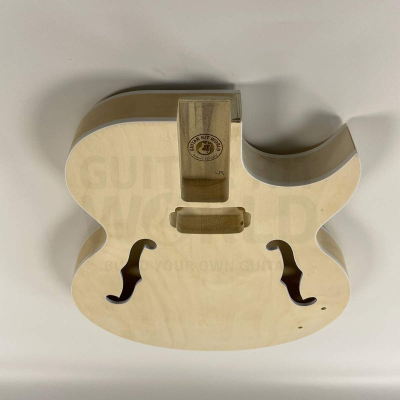 Hollow body guitar kit neck pocket detail