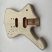 Flamed maple veneer Hookline guitar body with pointed single cutaway - Guitar Kit World