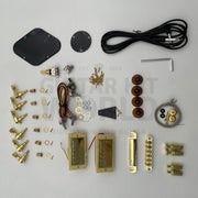 Gold hardware for the flamed maple kit: humbuckers, bridge, tuners and knobs - Guitar Kit World