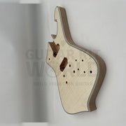Angled flamed maple Hookline body with pre-routed pickup cavities - Guitar Kit World