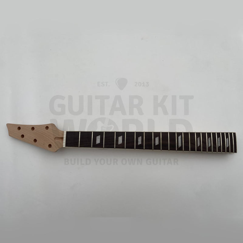 Mahogany Hookline neck: bound rosewood fretboard, 22 frets, parallelogram inlays - Guitar Kit World