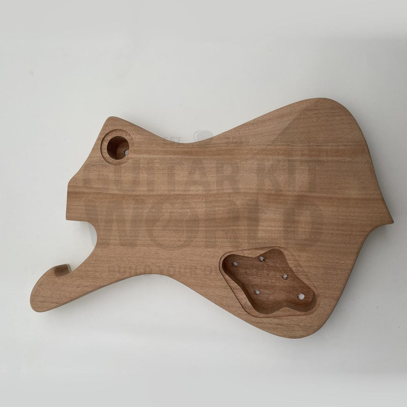 Back of the mahogany Hookline body with control cavity and jack recess - Guitar Kit World