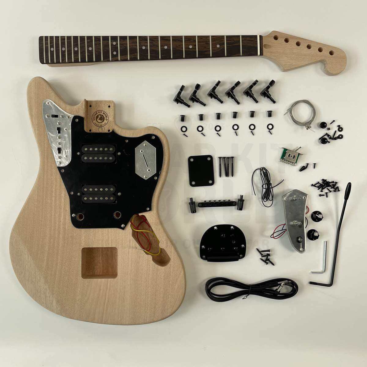 Mahogany Offset JG-Style DIY Guitar Kit, Black Hardware | GKW