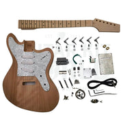 Mahogany offset body electric guitar kit with maple neck and fretboard, complete kit