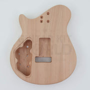Mahogany back of the NI-RMFB-5264 body: four neck screw holes, control cavity and spring cavity - Guitar Kit World