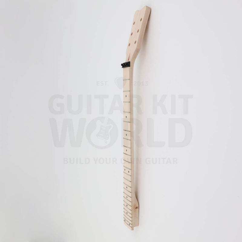 Side view of the bolt-on maple neck for the NI-RMFB-5264 kit - Guitar Kit World