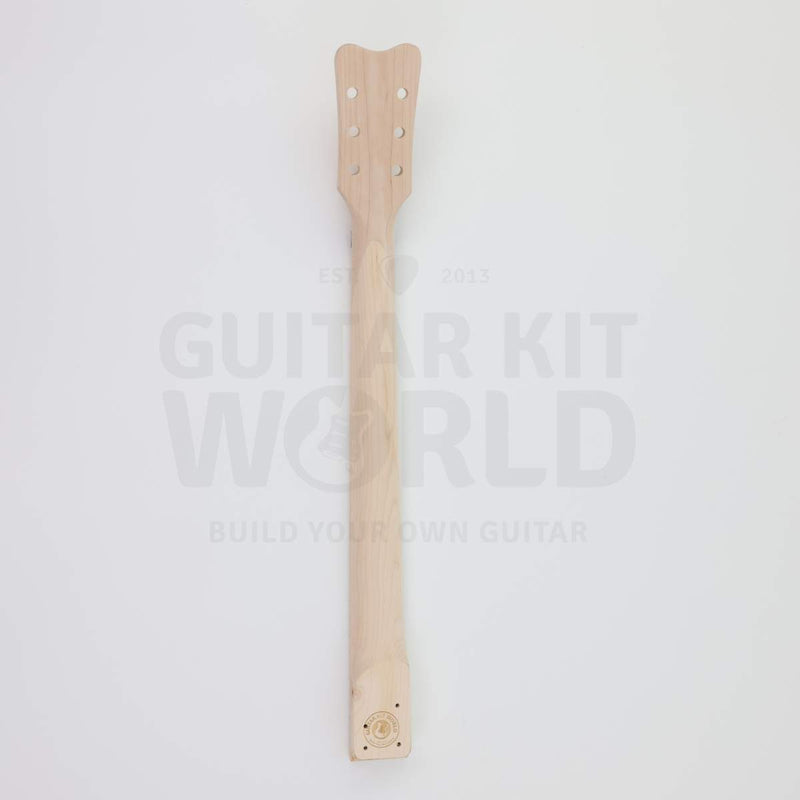 Back of the NI-RMFB-5264 maple neck: heel end with Guitar Kit World stamp - Guitar Kit World