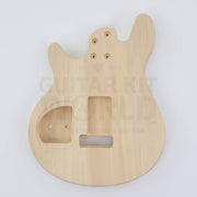 Marblo double-locking tremolo quilted maple DIY guitar kit, body back with deep cutaway, tremolo and control cavities