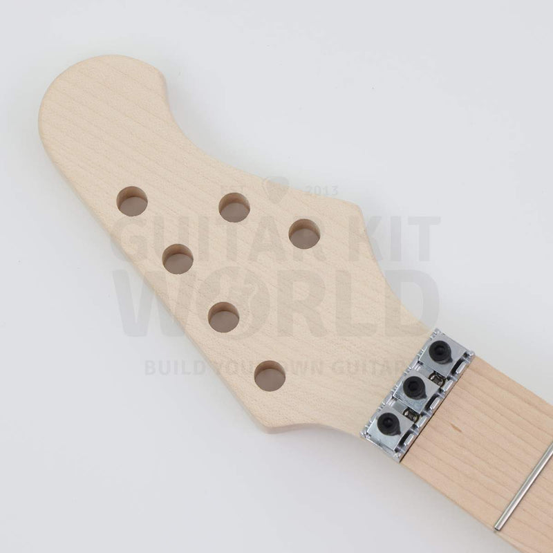 Marblo double-locking tremolo quilted maple DIY guitar kit, 4+2 headstock with pre-installed locking nut