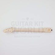 Marblo double-locking tremolo quilted maple DIY guitar kit, back of the maple neck