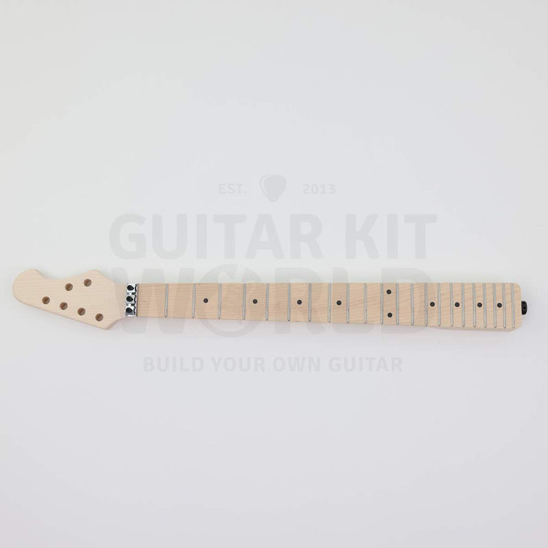 Marblo double-locking tremolo quilted maple DIY guitar kit, maple neck and fretboard, 22 frets with dot inlays