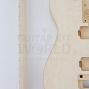 Marblo double-locking tremolo quilted maple DIY guitar kit, quilted maple veneer close-up