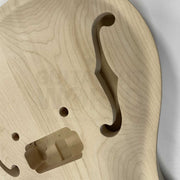 Guitar Kit World - PR-style Semi-Hollow DIY Guitar Kit - F-hole closeup showing semi-hollow construction