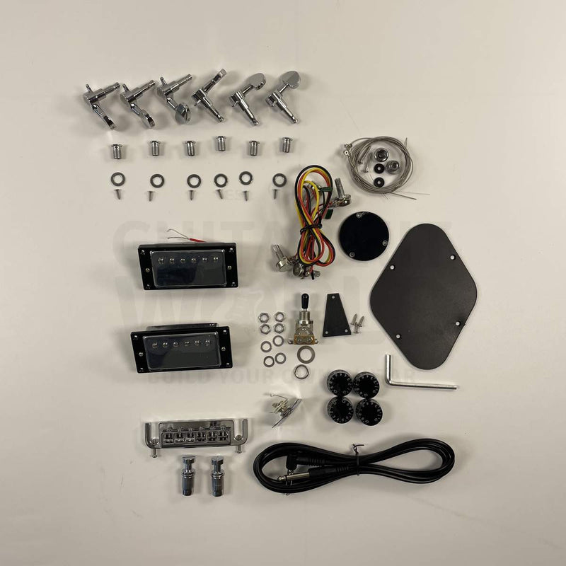 Guitar Kit World - PR-style Semi-Hollow DIY Guitar Kit - Hardware and electronics components