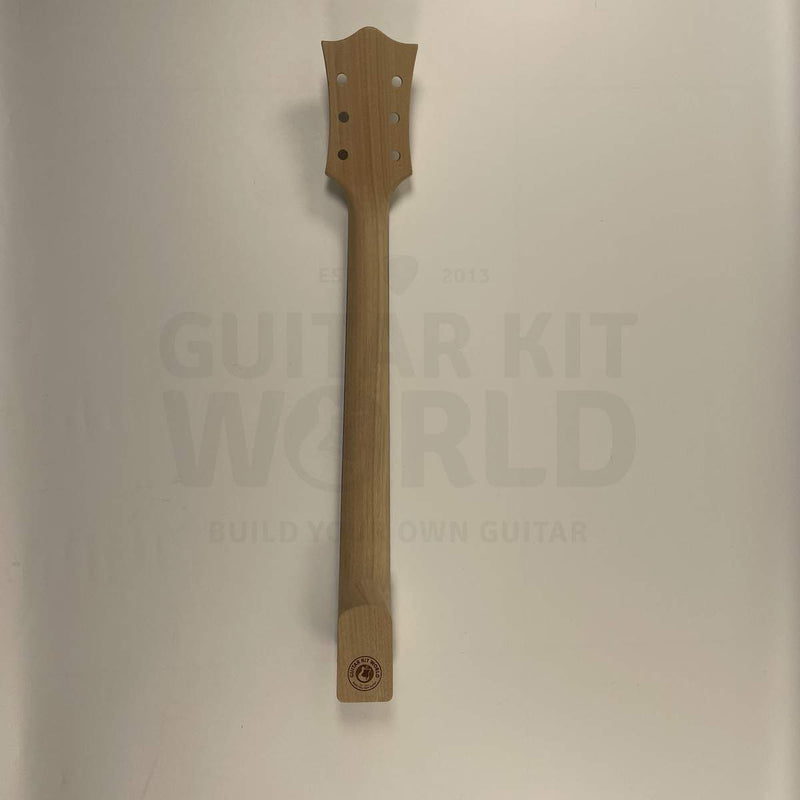 Guitar Kit World - PR-style Semi-Hollow DIY Guitar Kit - Neck back view showing wood grain