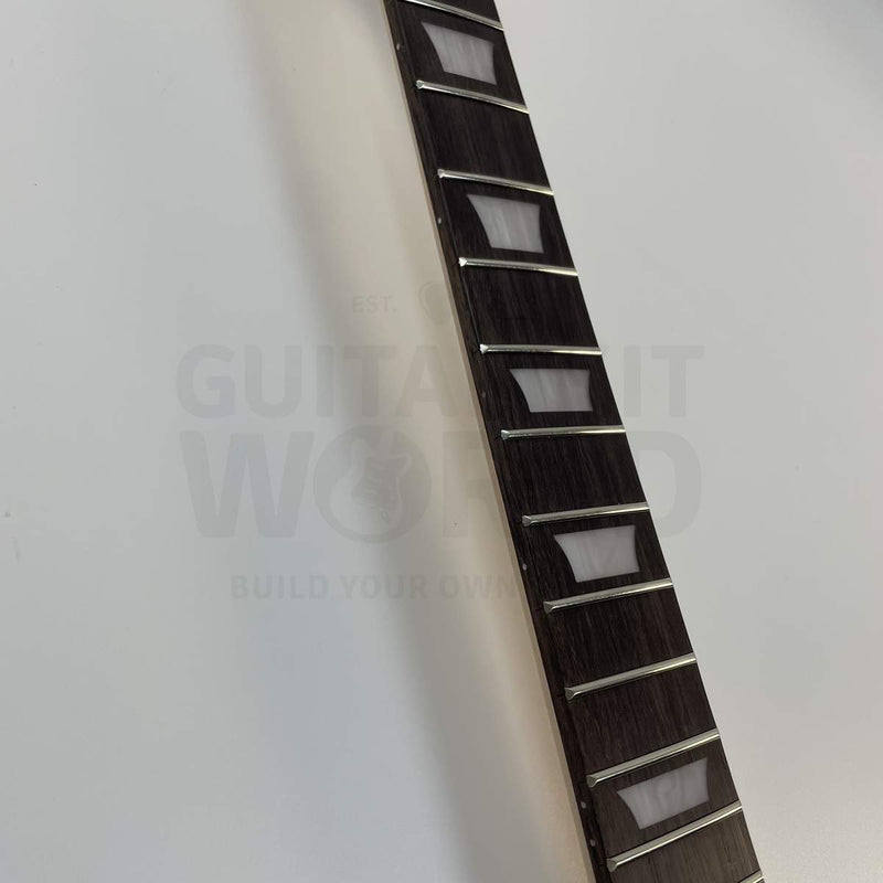 Guitar Kit World - G1-style DIY Guitar Kit - Fretboard closeup showing inlays and frets
