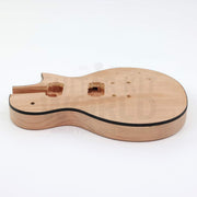 Single-cutaway guitar kit body side view with black binding on the top edge