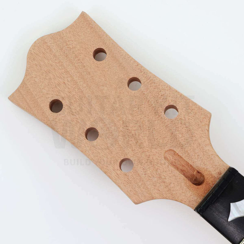 Mahogany headstock with 3+3 tuner holes and pre-installed black nut
