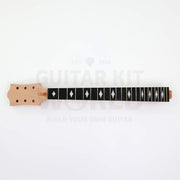 Mahogany set neck with ebonized fretboard and White Pearloid diamond inlays, 22 frets