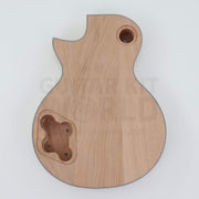 Single-cutaway guitar kit body back, mahogany with multi-ply ivory binding and rear control cavity