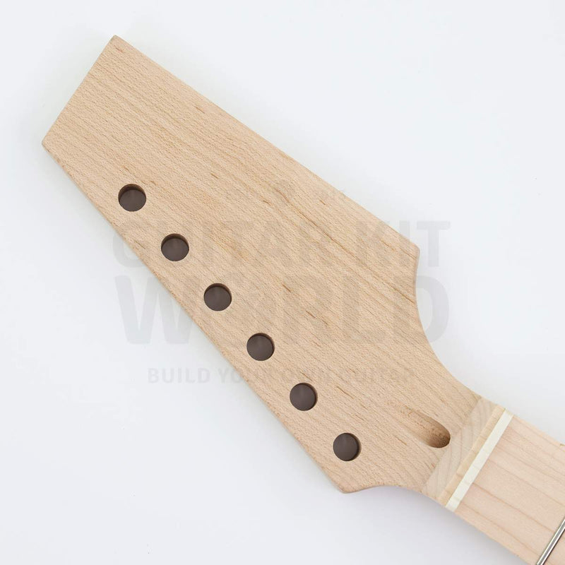 Spalted maple semi-hollow guitar kit with two humbuckers, pre-drilled headstock