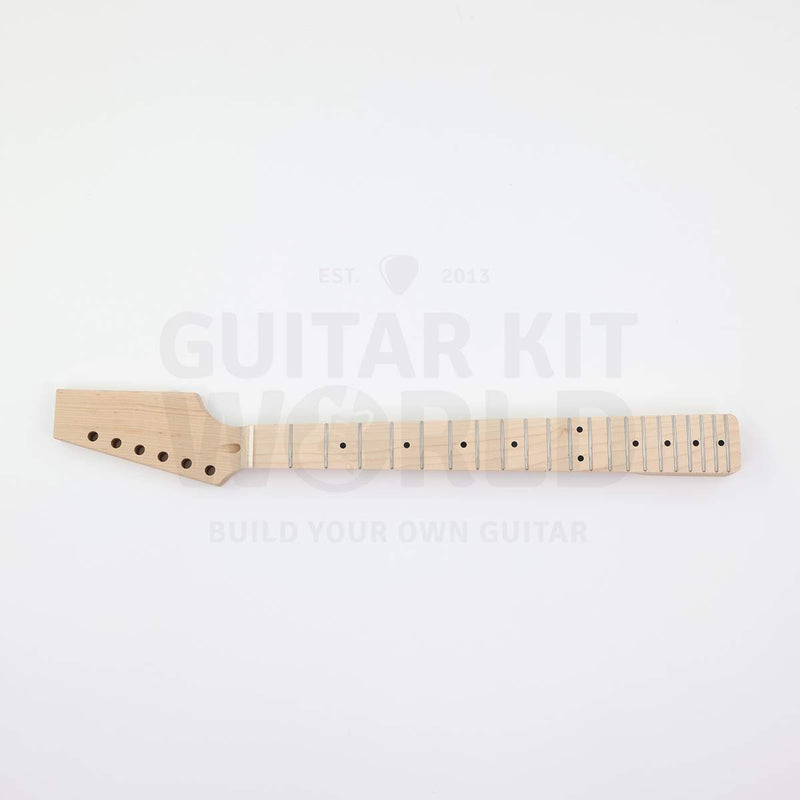 Spalted maple semi-hollow guitar kit with two humbuckers, maple neck, front
