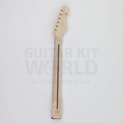 Spalted maple top double-cutaway guitar kit, back of the maple neck with skunk stripe
