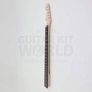 Spalted maple top double-cutaway guitar kit, neck side view