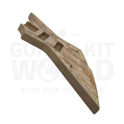 Spalted maple veneer bass body, low side angle along the mahogany edge - Guitar Kit World