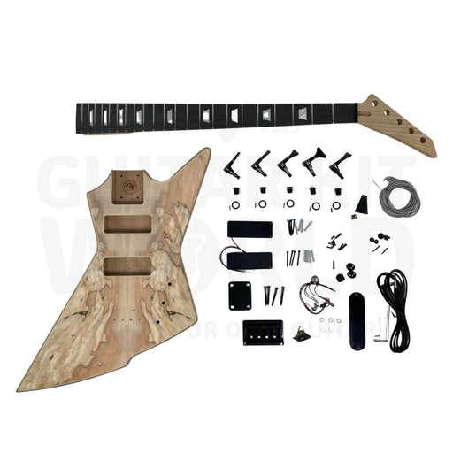 Spalted maple veneer 5-string bass guitar kit, complete kit with body, neck and hardware - Guitar Kit World