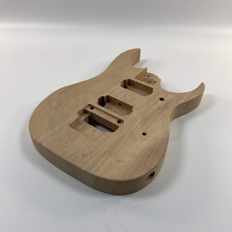 Guitar Kit World - Super ST-style Tree of Life DIY Guitar Kit - Guitar body front view showing pickup cavities
