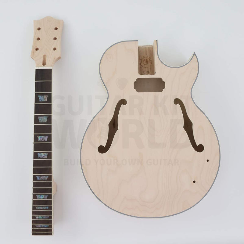 Wide neck hollow body guitar kit with 48 mm nut - body and neck