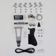 Wide neck hollow body guitar kit with 48 mm nut - hardware, humbucker, trapeze tailpiece and electronics