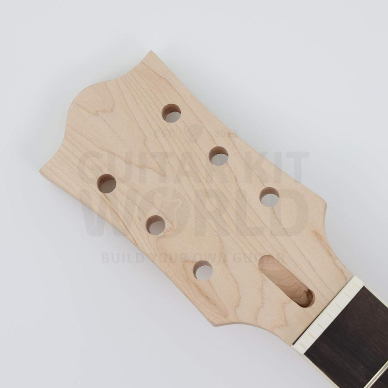 Wide neck hollow body guitar kit with 48 mm nut - 3+3 headstock with 6 tuner holes